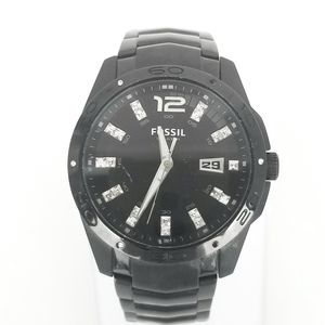 FOSSIL AM 4174 BLACK FACE SWAROVSKI CRYSTAL STONE